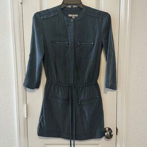 Banana Republic Womens Utility Dress Size 6P Gray Lyocell Long Sleeve Zipper Poc